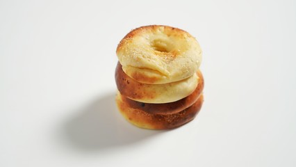Cottage cheese donut on a white table              