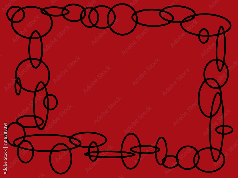 Poster an abstract black chain as a frame on a red background