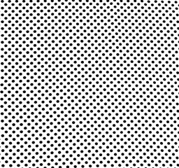 Black and white polka-dot pattern of black dots on white background.