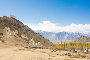 buddhist chortens in leh, ladakh