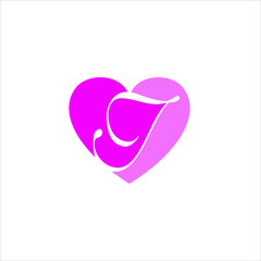Heart logo vector template. Happy valentines day design. Graphic modern t letter heart sign