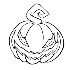 Halloween pumpkin. Hand drawn vector illustration.  Can be used for  cards, coloring books, pages, tattoo, games etc.