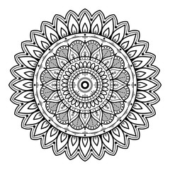 Mandala seamless pattern black and white. Islam, Arabic, Pakistan, Moroccan, Turkish, Indian, Spain motifs.
