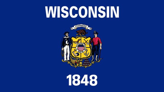 Wisconsin State Flag Fly In and Fly Out 3D Animation 