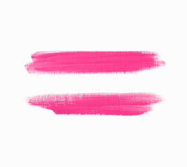 Acrylic art brush paint texture stripes set isolated vector background. Bright pink underline stroke set.
