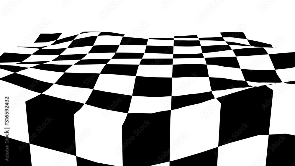 Aufkleber optical illusion wave. chess waves board. abstract 3d black and white illusions. horizontal lines st