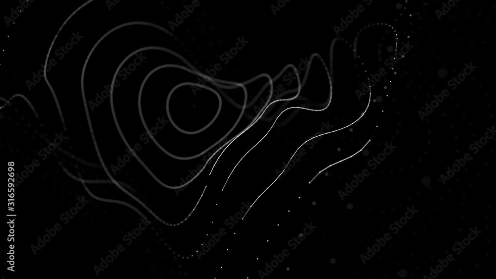 Poster wave 3d. 3d black abstract background. abstract background with a dynamic wave. big data visualizati