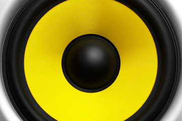 bright yellow speaker close-up as a background