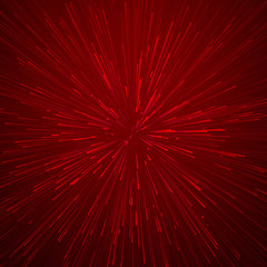 Abstract speed background. Centric motion of star trails. 3D rendering. Starburst dynamic lines or rays. Abstract particles