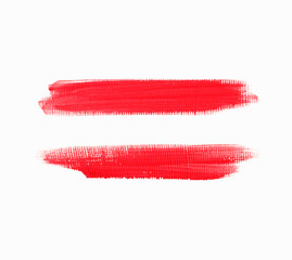 Acrylic art brush paint texture stripes set isolated vector background. Bright red underline stroke set.