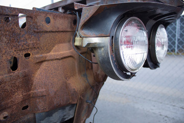headlight of an old classic car