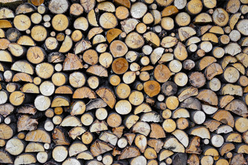 Pile of chopped fire wood, prepared for winter