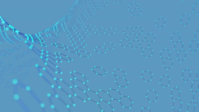 digital field with many small glowing particles, looped background for technology projects