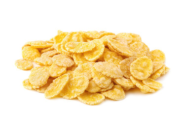 Corn flakes on white background