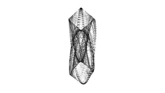 Mobius strip ring sacred geometry. Spatial figure with upturned surfaces. Optical illusion with dual circular contour. Wireframe low poly mesh 3d animation video available in 4k FullHD render footage