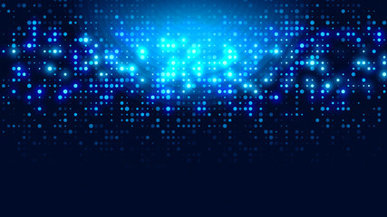 Dot blue pattern screen led light gradient texture background. Abstract  technology big data digital background. 3d rendering.