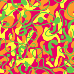 Bright stylish abstract shapes seamless pattern. Juicy colorful summer background