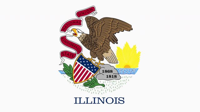 Illinois State Flag Fly In and Fly Out 3D Animation 