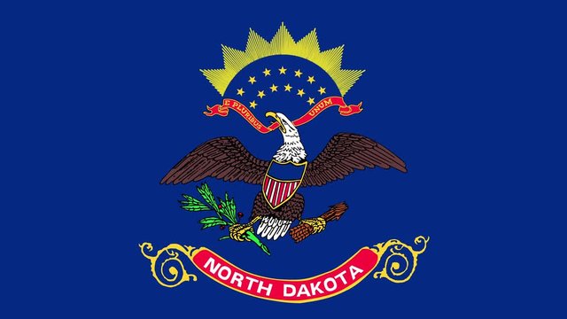 North Dakota State Flag Fly In and Fly Out 3D Animation 