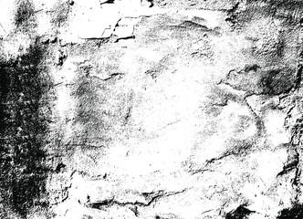 Aged stone wall texture. Grainy messy overlay of empty, aging, scratched wall. Grunge rough dirty background. Vector Illustration. Black isolated on white background. EPS10.
