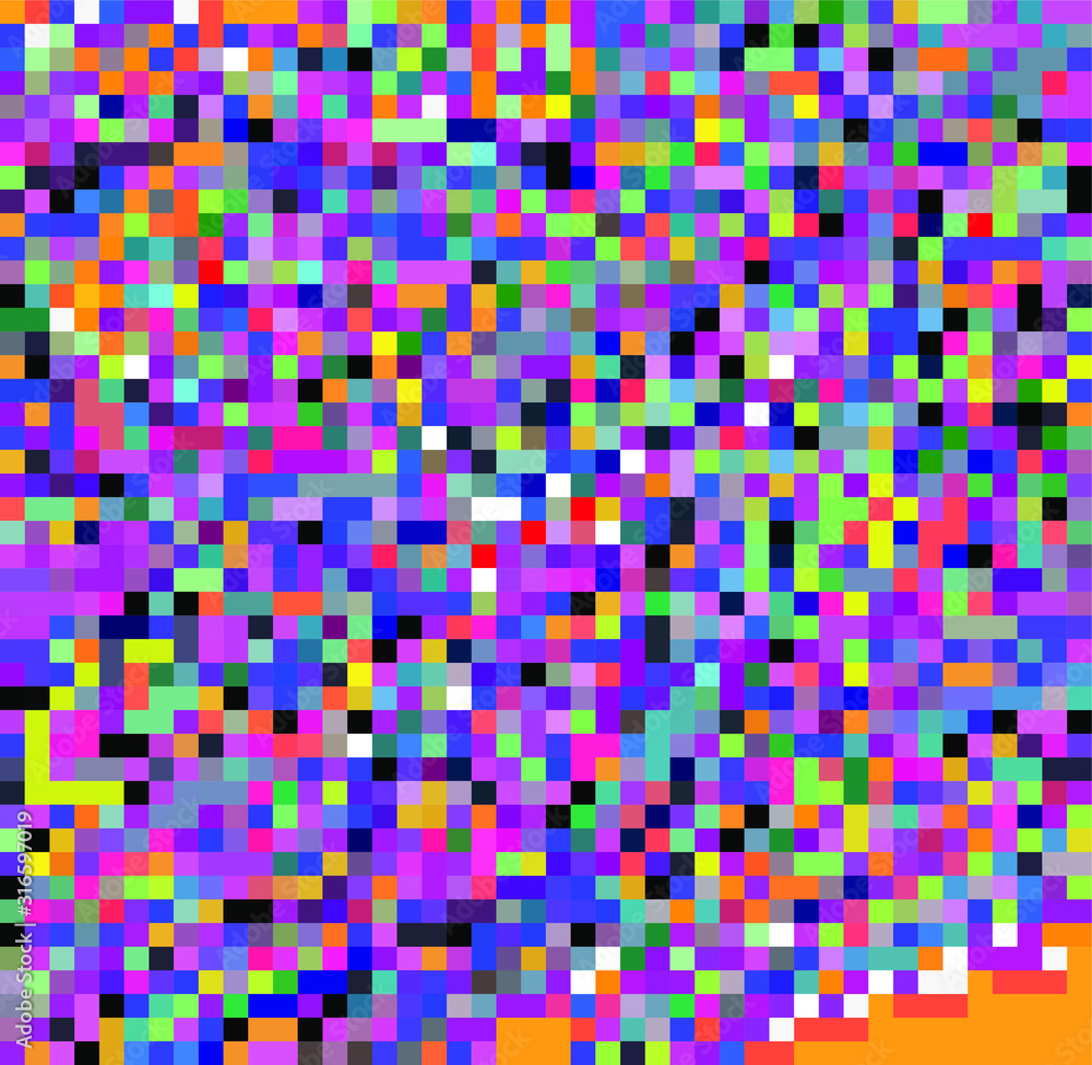 Aufkleber Abstract webpunk and vaporwave style background with pixelated glitched screen. Generative computer art.
