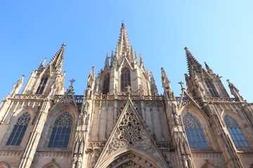 Fototapeta na wymiar Barcelona, Spain - september 29th, 2019: Gothic Cathedral Barcelona