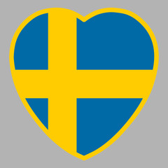 Sweden Flag In Heart Shape Vector illustration eps 10