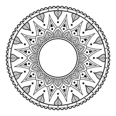 Mandala pattern black and white. Islam, Arabic, Pakistan, Moroccan, Turkish, Indian, Spain motifs. Vector illustration EPS 10. 