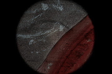esfera roja blanca y gris vista por el microscopio simula paisaje cósmico