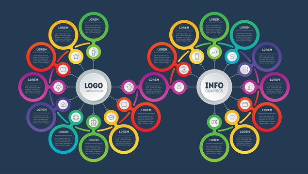 Business presentation or infographics concept with 19 steps. Technology or education process with nineteen options. Template of Annual report. Vector.