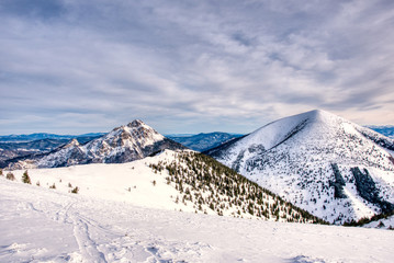 Velky Rozsutec and Stoh stacked with snow in winter , slovakia