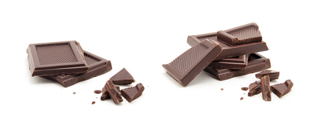 Roughly cut chunks of a chocolate bar