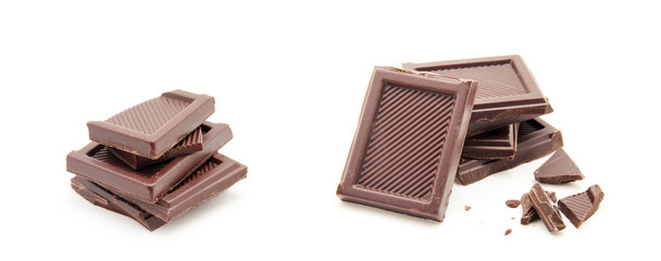 Roughly cut chunks of a chocolate bar