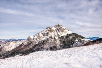 Fototapeta na wymiar Scenic view of mountain Velky Rozsutec and onthe mountains in the Fatra Mountain. Slovakia