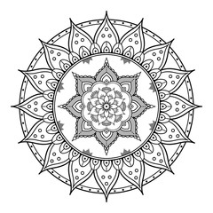 Mandala decorative round ornament. Can be used for greeting card, phone case print, etc. Hand drawn background, vector isolated on white. EPS 10 