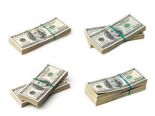 American dollars on white background