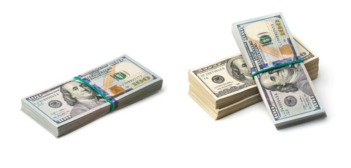 American dollars on white background