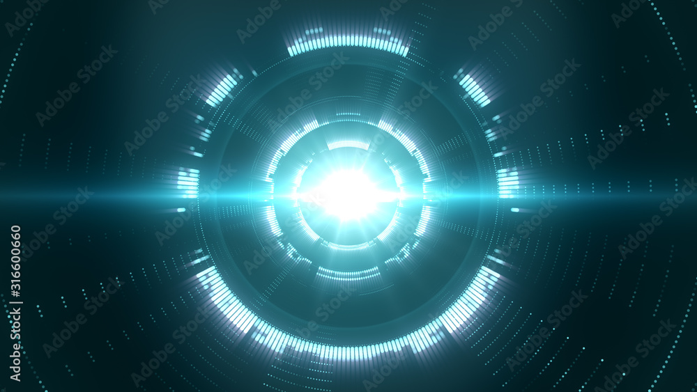 Poster creative technology background of a cyber tunnel with the light in the center. abstract data cybersp