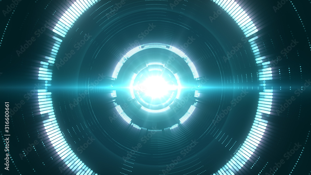 Aufkleber abstract digital tunnel with a burst light in the center. creative futuristic background with bright