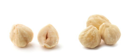 Hazelnuts isolated on the white background