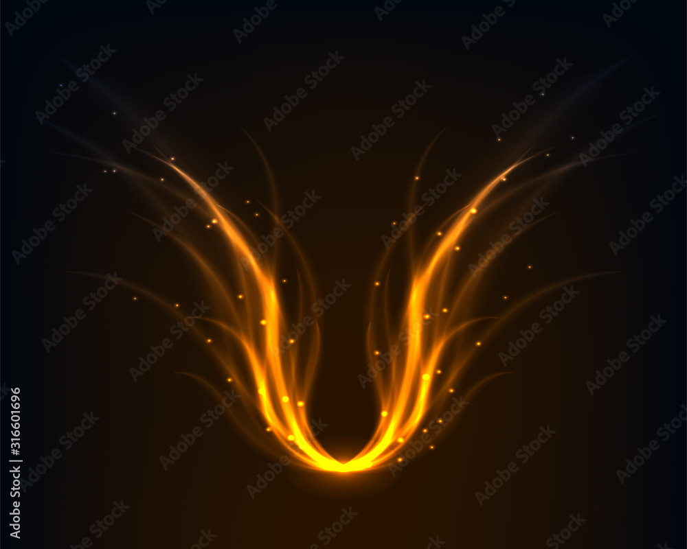 Poster abstract background wings vector electric light. spark flash effect. bright curved line. neon glowin