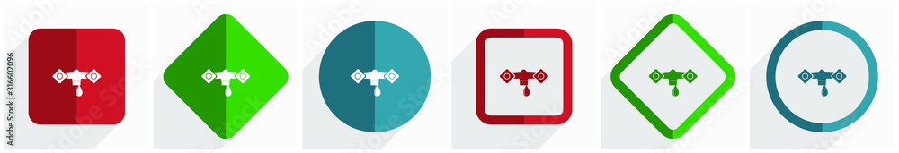 Aufkleber Water icon set, flat design vector illustration in 6 options for webdesign and mobile applications in eps 10