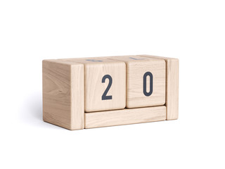 Wood block cube date day calendar