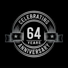 64 years anniversary celebration logotype. Vector and illustration.