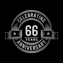 66 years anniversary celebration logotype. Vector and illustration.