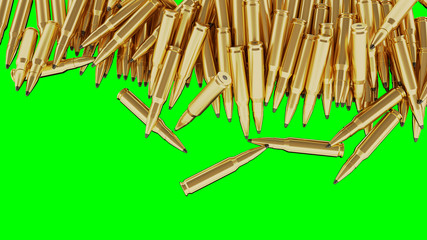 7.62 multiple ammunition rounds on a flat keyable green screen.
