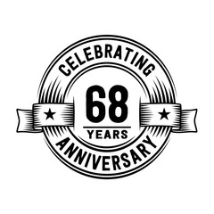 68 years anniversary celebration logotype. Vector and illustration.