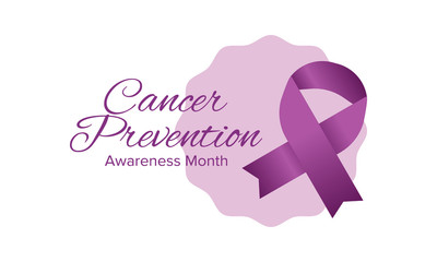 Cancer Prevention National Month. Celebrate annual in February. Control and protection. Awareness campaign. Medical healthcare concept. Poster with ribbon. Banner and background. Vector illustration