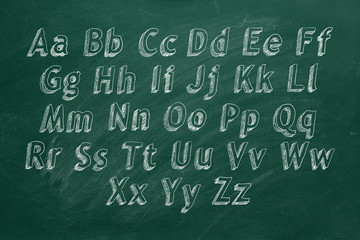 Hand drawing alphabet on green chalkboard © V. Yakobchuk