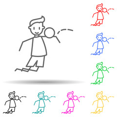 football player accepts pass multi color style icon. Simple thin line, outline vector of soccer in action icons for ui and ux, website or mobile application